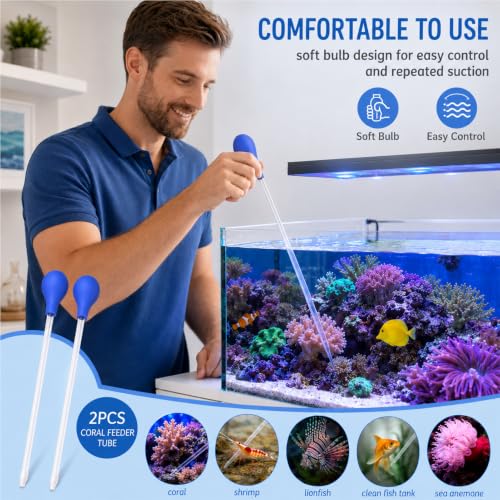 2 Pcs Long Pipette,Coral Feeder,for Fish Tank Coral Food Feeder Long Syringe Aquarium Coral Feeding Tube,for Reef Aquatic Plant Spider Snake Lizard