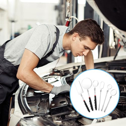 6 Pcs Telescoping Inspection Mirror Set | 360 Rotation Retractable Mechanical Mirror Tool Telescoping Inspection Mirrors Tool with Long Handle