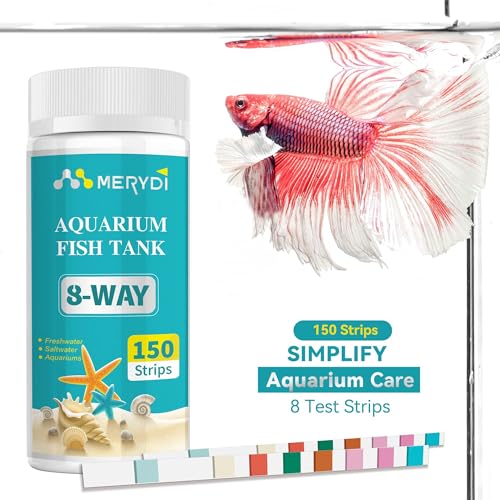 Aquarium Test Strips 8 In 1, 150ct Aquarium Ammonia Test Strips for Saltwater Freshwater Aquariums,Pond Fish Tanks, Aquarium Test Kit-Test pH, Alkalinity,Nitrate,Ammonia and More | Salt & Freshwater Pond Fish Tank Test for Free Chlorine, Nitrate, Nitrite,