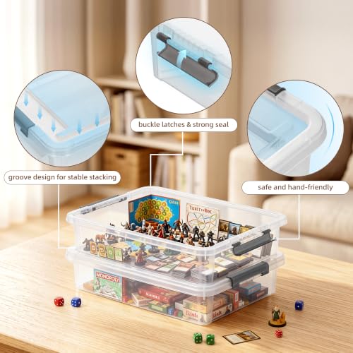 Citylife 6Qt 4Packs Clear Craft Organizers and Storage BOX, Sensory Bins | Stackable Board Game Storage Bins with Lids for Art Supplies, Paper, Puzzle, Tools, Home, Office, School Supplies - size: 6 Qt- 4 Pack