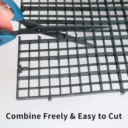 12 PCS 11.8"×11.8" Fish Tank Divider – Egg Crate Plastic Grid Panels for Aquarium Separation, Rock Support, DIY Filtration Platforms & Bottom Protection (Black)