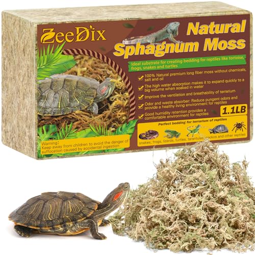 1.1 LB Long Fiber Sphagnum Moss for Reptiles, 25 QT Terrarium Moss | Natural Dried Moss for Snakes Turtles Frogs Geckos Ball Pythons Bearded Dragons Lizards Tank Accessories, Moisture Retention - size: 1.1 LB