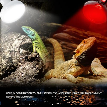 Reptile Heat Lamp Bulbs 100W 2 Pack,Day and Night Infrared Basking Spot Heating Light Combo,UVA Heat Lamp Bulb for Reptile and Amphibians,Bearded Dragon, Lizard, Turtle
