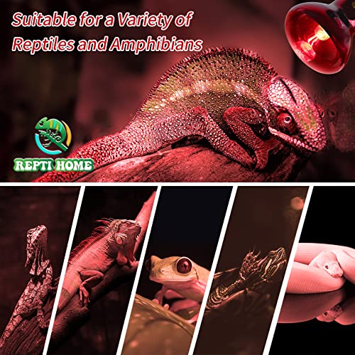Infrared Reptile Heat Lamp Bulbs,2 PCS 50W Reptiles & Amphibians Infrared Basking Spot Lamp Bulb, Red Heat Emitter Light for Chickens Coop - color: Red(50*2)