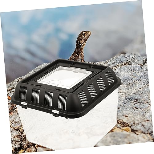 Yardwe Acrylic Portable Reptile Breeding Box Handle PET Display Container for Snakes Frogs and Spiders for Reptile Habitat and Convenient Transport
