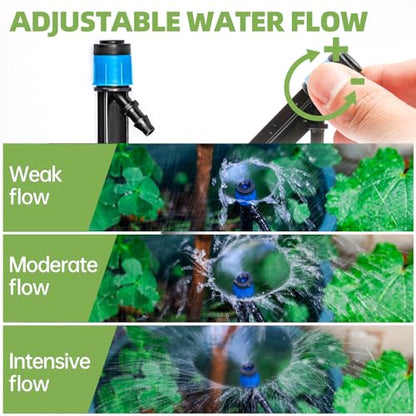 Riboud 60 Pack Drip Irrigation Emitters Sprays for 1/4 Drip Irrigation Tubing, Irrigation System for Garden (30 Pcs Emitters Vortex + 30 Pcs Emitters Stream) - size: 60 Pcs Emitters