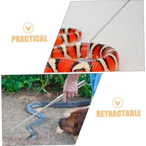 Hemoton Collapsible Snake Hook Extendable Stainless Steel Reptile Catcher for Safe Handling and Wildlife Management Portable Tool for Herpetology and Fieldwork