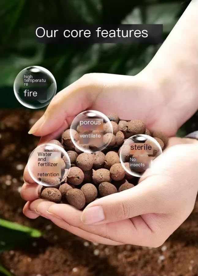 Hydroponics Clay Pebbles Lightweight Ceramsite Water Retention Porous Balls - color: 1 lb, size: Medium (10-15mm)