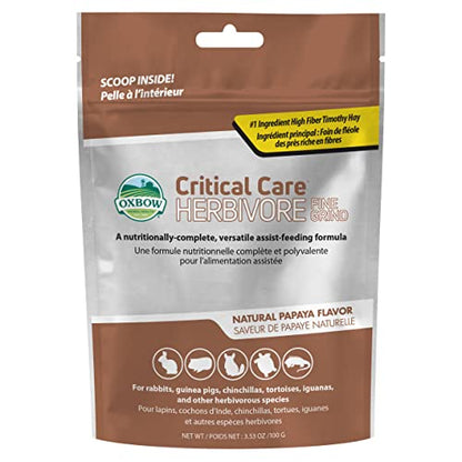 Oxbow Critical Care Herbivore Fine Grind, Rabbit & Guinea Pig, Papaya, 100g | Emergency Food for Rabbits and Guinea Pigs, Herbivore Recovery Diet, Papaya, Syringe or Tube Feeding, Complete Nutrition - size: 3.53 Ounce (Pack of 1)