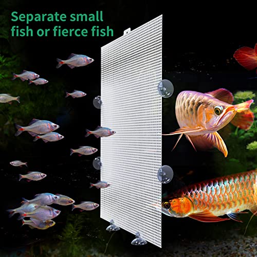 2 Pack Fish Tank Divider, Plastic Grid Cuttable Grid Plate Fish Separator with 12 Suction Cups DIY Designed Clear Easy to Bent 17 * 13in - size: 17x13in