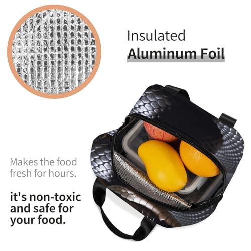 Insulated Lunch Bag Black Snake Lunch Box for Women Men Reusable Leakproof Lunch Cooler Bag for Office Picnic - color: Black Snake