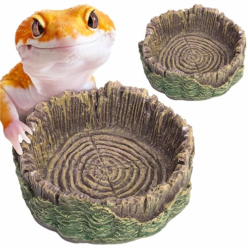 Mygeromon Reptile Water Dish Hermit Crab Food Bowl Small for Tank Feeding | 2 Pack, Resin