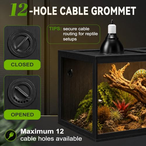 120 Gallon Reptile Tank, Bearded Dragon Tank, 4x2x2 Reptile Enclosure with Clear Tempered Glass Side Panels, Front Sliding Doors and Ventilated Mesh Roof, Black - color: Black