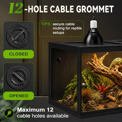 120 Gallon Reptile Tank, Bearded Dragon Tank, 4x2x2 Reptile Enclosure with Clear Tempered Glass Side Panels, Front Sliding Doors and Ventilated Mesh Roof, Black - color: Black