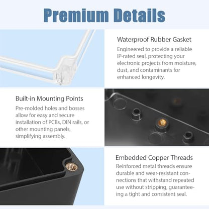 Junction Box with Clear Cover IP65 Waterproof Project Box Dustproof ABS Plastic Electrical Project Boxes Universal Enclosure, Black 7.8"x 4.7"x 2.9"(200x120x75mm)(Pack of 2) - color: 2 packs, size: 7.8"x 4.7"x 2.9"