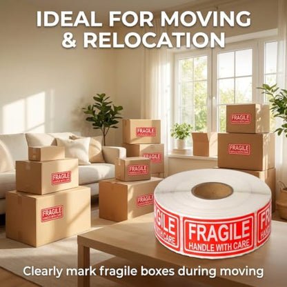 120Pcs Fragile Shipping Labels, Handle with Care Packing Stickers | 120Pcs high-visibility fragile labels mark delicate boxes, parcels, envelopes, moving cartons, mailers. - color: 120pcs- Fragile Stickers Handle