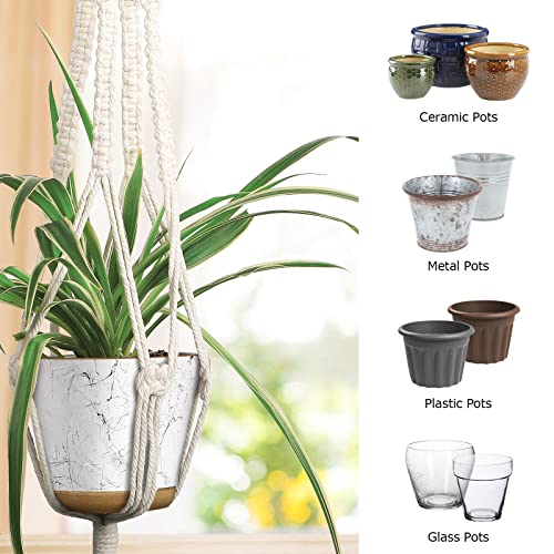 MIPON 3 Pack Macrame Plant Hangers, Hanging Planters for Indoor Plants | 3 Sizes (34"/41"/46") Handmade Cotton with Hooks, Boho Home Decor for Patio Balcony Living Room, Fits 5-10 Inch Pots