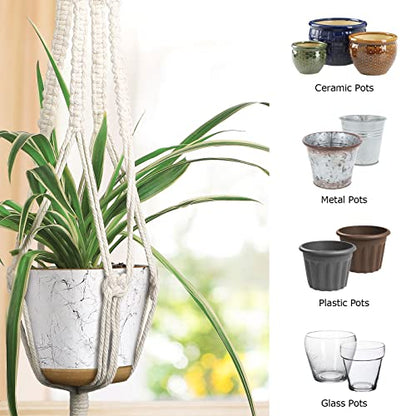 MIPON 3 Pack Macrame Plant Hangers, Hanging Planters for Indoor Plants | 3 Sizes (34"/41"/46") Handmade Cotton with Hooks, Boho Home Decor for Patio Balcony Living Room, Fits 5-10 Inch Pots