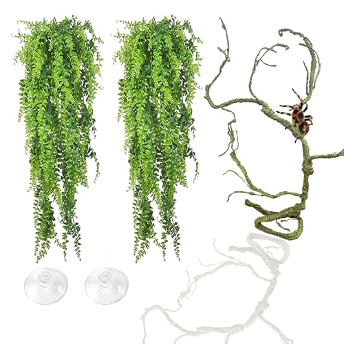 Reptile Plants for Habitat,Reptiles Terrarium Plant Decorations Artificial Hanging Vines Tank Accessories for Lizards Snake Geckos Chameleon Geckos Bearded Dragons - size: 【Type B】