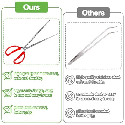 Vodolo Snake Feeding Tongs,2PCS 15 Inch Reptile Feeding Tongs,Extra Long Large Tweezers for Corn Ball Python Accessories,Bearded Dragon Reptile Gecko Tank Accessories Terrarium Supplies - size: 2PCS
