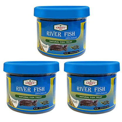 Amzey 3 Pack 0.8Oz (Total 2.4Oz or 68Gram Dried River Fish - Natural Food for Turtles, Terrapins, Reptiles and Large Tropical Fish - size: 0.8 Ounce (Pack of 3)
