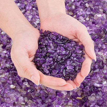 0.5 Lb/230g Amethyst Quartz Crystal Chips Bulk, Purple Crushed Stones Natural Gemstones Healing Reiki Crystals Mini Quartz Vase Filler Aquarium Gravel Rocks, 5-7mm - color: Amethyst, size: 0.5 LB