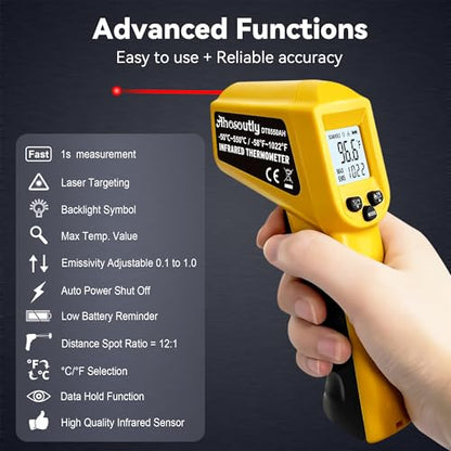 Infrared Thermometer Temperature Gun - 58 ℉~1022 ℉ (- 50 ℃~550 ℃) Non-Contact Digital Laser Infrared Ir Thermometer for Cooking, Barbecue, Food, Repair, Pet Care and Home Use(Yellow) - color: Yellow