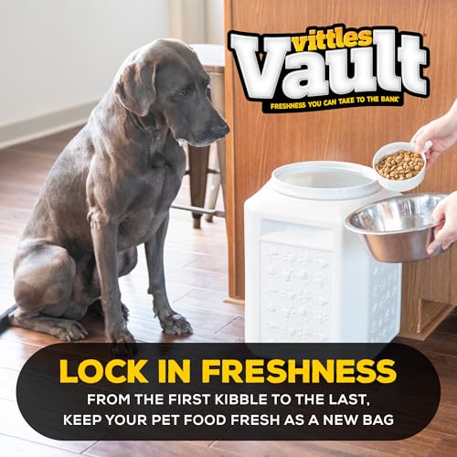 Vittles Vault Traditional Pet Food Storage Container For Dog Kibbles/Bird Seed/Oatmeal/Rice/Flour/Cereal, BPA Free Plastic, Sealed Airtight For Cat Food, Up To 35 lb, Made in USA, With Scoop, Gray - size: 35 Pounds