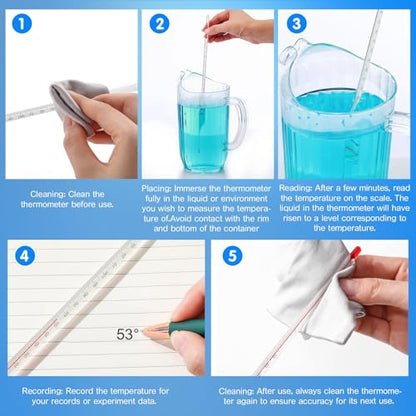 Relaxweex 10 Pcs General Purpose Lab Thermometer 12 Inch Total Immersion Glass Liquid -20 to 150℃ Liquid in Glass Thermometer for Laboratories, Universities, Food and Beverage Processing, Clear - color: Clear