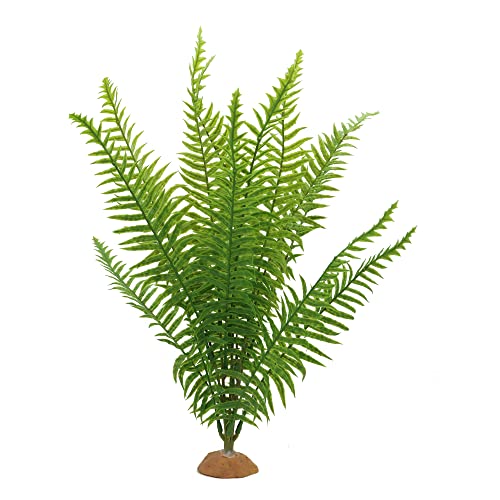 JIHAQUA Fake Fern Plants, Plastic Reptile Terrarium Decor | Reptiles Amphibians Tank Accessories, For Crested Gecko Leopard Lizard Chameleon, Fern-L
