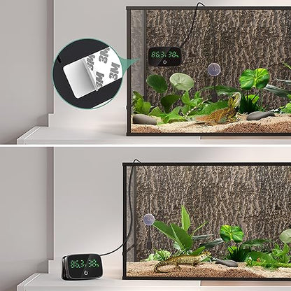 PAIZOO LED Digital Reptile Thermometer and Humidity Gauge with USB Charging | Long Battery Life, Switch Between ℉/℃, Terrarium Temperature Humidity Meter, for Snake Bearded Dragon Lizard or Greenhouse