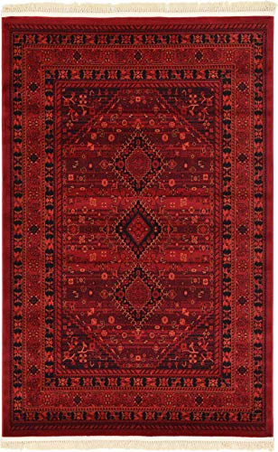 Unique Loom Tekke Collection Area Rug - Sheibani (4' 1" x 6' 1" Rectangle Red/Black) - size: 4' x 6' (Rectangular)
