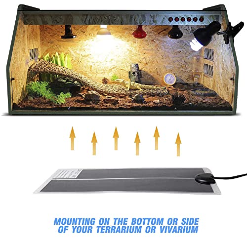 Reptile Heating Mat, 2PCS Reptile Heating Pad with Temperature Adjustment for Reptiles Tortoise Snakes Lizard Gecko Hermit Crab Amphibians - Removable Terrarium Heat Mats(7W, 6x11 inches) - size: 2PCS,7W