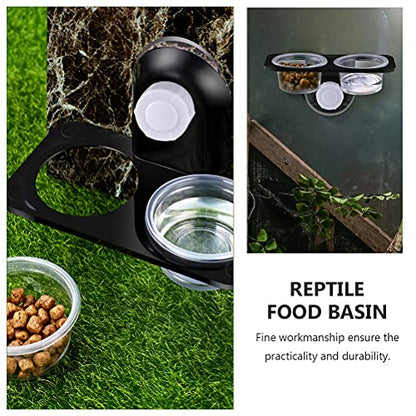 2pcs Reptile Bowl Reptile Drinking Basin Large Capacity Water Basin Reptile Food Basin Feeder with Suction Cup Reptile Feeder Feeding Supplies Lizard Food Bowl Stable Lizard Feeder
