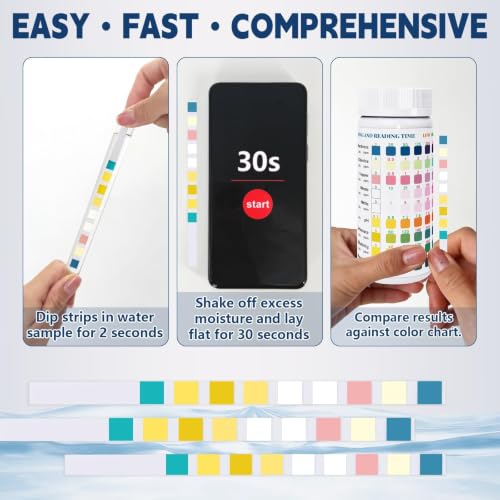 9 in 1 Aquarium Test Strips, 100 Count, Fish Tank Water Test Kit for Freshwater & Saltwater,