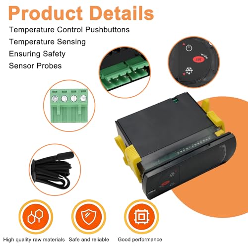 PJEZS0H100 Temperatur Controller Compatible with Carel and All Refrigerator Types,Digital Thermostat with Temperature Sensor Probe,115V, Mounting Hardware and Instructions - style: PJEZS0H100