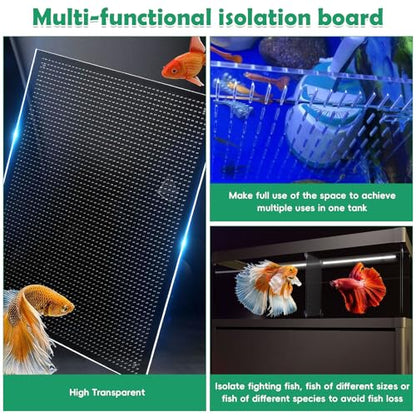 PINVNBY Fish Tank Divider Size: 30 x 25 cm/11.81 x 9.84 in Acrylic Aquarium Divider with 8 PCS Suction Cups, Transparent Fish Tank Separator for Betta Fish