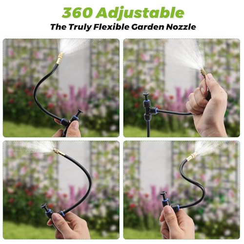 200 Ft 1/4 Inch Drip Irrigation System with 32 Copper Nozzles | Complete watering kit includes 32 adjustable copper sprayers, tubing, fittings, stakes, filters and quick-connect parts.