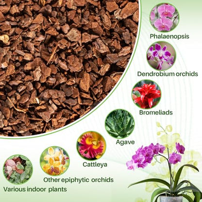 Sukh 8OZ Orchid Bark Planting Soil - Orchid Potting Mix (5-12 MM) | Horticultural Cypress Mulch Horticulture Dryad Pine Bark Natural Wood Chips for Plants Garden Orchid Medium Indoor Plant