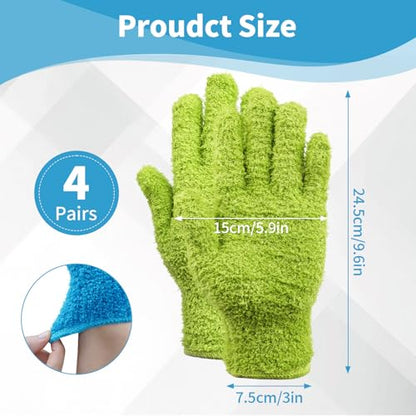 Microfiber Gloves for Plants,4Pairs Reusable Plant Gloves Dusting Washable Mittens Cleaning Glove Microfiber Dusters for House Furniture Blinds Kitchen Plants