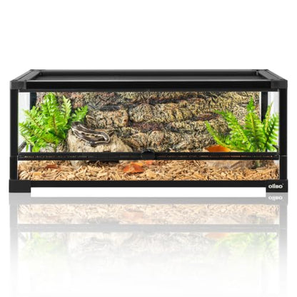 20 Gallon Tempered Glass Reptile Tank, 30" x 12" x 12" Reptile Terrarium with Sliding Door Top Screen Ventilation, Front Opening Reptile Enclosure for Lizard,Gecko,Chameleon - size: 30" x 12" x 12"