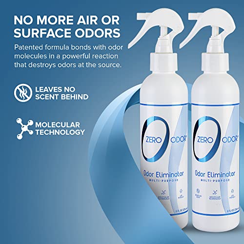 Zero Odor - Multi-Purpose Strong Odor Eliminator for Home, Office, Car, Bathroom, Hotel, Room Deodorizer, and Odor Neutralizer, 8oz Two Pack - size: 8 Fl Oz (Pack of 2)