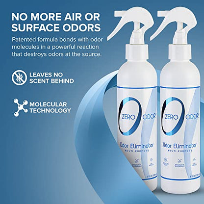 Zero Odor - Multi-Purpose Strong Odor Eliminator for Home, Office, Car, Bathroom, Hotel, Room Deodorizer, and Odor Neutralizer, 8oz Two Pack - size: 8 Fl Oz (Pack of 2)