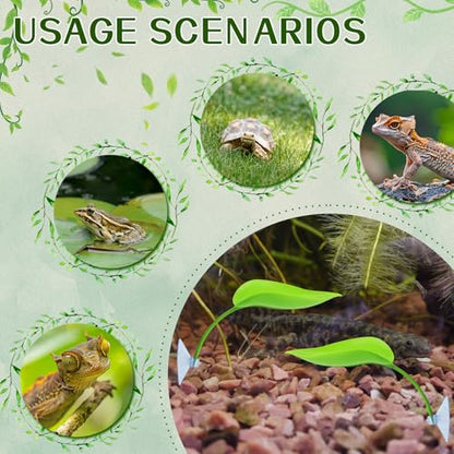 Turtle Basking Platform, Tree Frog Tank Accessories, Leaf Shape Bearded Dragon Basking Platform with Suction Cups, Leopard Gecko Tank Accessories, Turtle Tank Decor (3Pcs，Green)