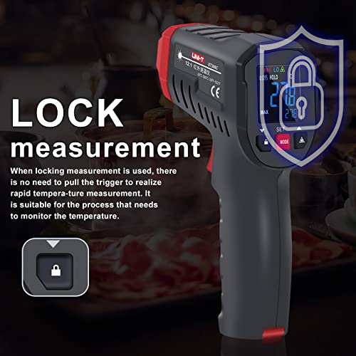 UNI-T Infrared ir high Temperature Thermal Gun for Cooking Automotive, -58°F~932°F Non Contact Thermometer Pyrometer for Pizza Oven Griddle Food Meat Surface Laser Temp Gun Gauge UT306C