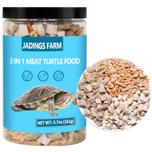 Turtle Food - 5.7 OZ Natural Freeze-Dried Meat - Chicken, Duck, and Shrimp - Healthy Treats for Turtles, Aquatic Turtle, Baby Turtles