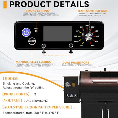 AC03P9 PB1100PS1 Control Board fit for Pit Boss 1100PS1, PB820, Pro 1100 | for 550 Navigator, PB440D2, PB1150G, PB850G and PB550G Wood Pellet Grill/Smoker, Control Panel with LCD Display