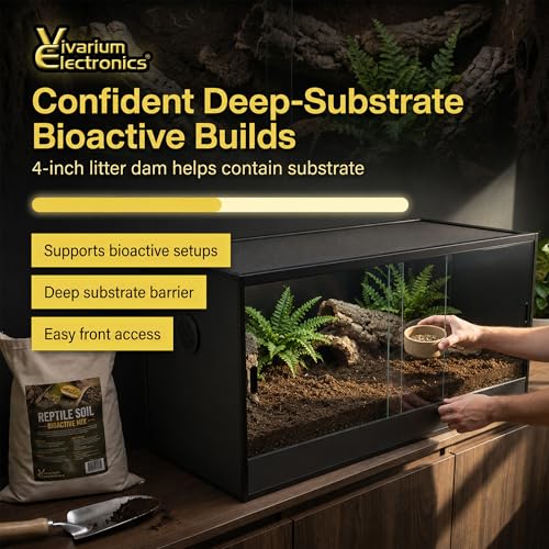 120 Gallon Reptile Enclosure 48x24x24–Premium Tempered Glass Terrarium with Sliding Doors, Heavy Duty Screen Top Reptile Habitat, Bearded Dragon Tank Accessories