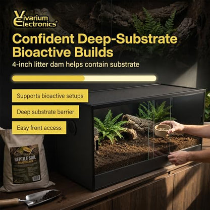 120 Gallon Reptile Enclosure 48x24x24–Premium Tempered Glass Terrarium with Sliding Doors, Heavy Duty Screen Top Reptile Habitat, Bearded Dragon Tank Accessories