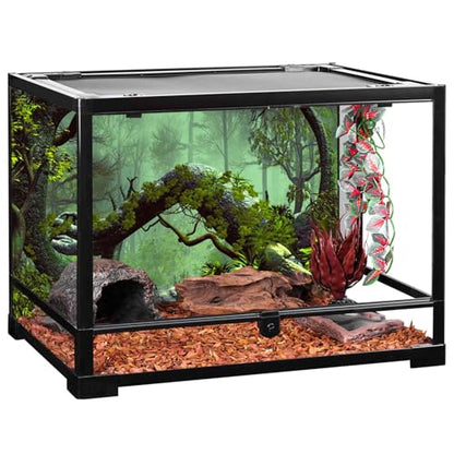 AWERT 48x24 inches Foggy Forest Terrarium Background Stone Green Tree Tropical Reptile Habitat Background Rainforest Aquarium Background Durable Polyester Background - size: 48x24in/120x60cm